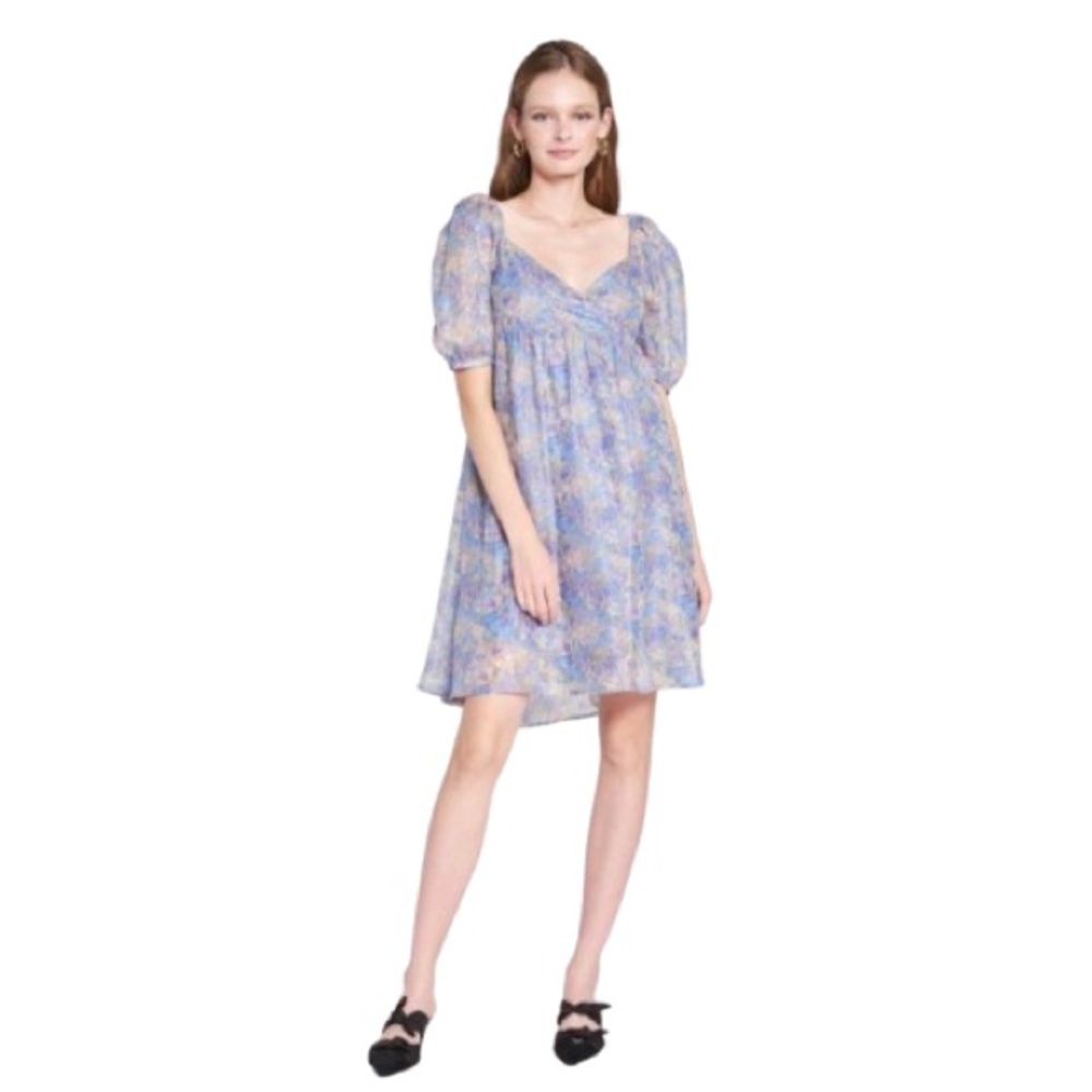 En Saison Urban Outfitters Octavia Purple Floral Bow Back Mini Dress NWOT Large